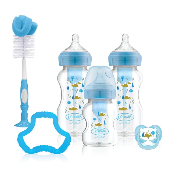 Dr. Brown's Natural Flow Options+ Anti-Colic Baby Bottle Gift Set, Blue