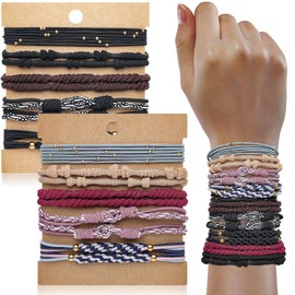 KANPRINCESS Boho Hair Ties For Girls, 20pcs Hair Tie Bracelet, Elastic Hair Ties, Hair Bands For Ponytails, Ponytail Holder For Daily Life, Sport, Cooking, Working