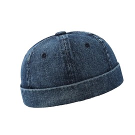 YAMEE Docker Cap Unisex Denim, Brimless Watch Cap Rolled Cuff Women's Stylish Sailor Hat Men Breathable Adjustable Harbour Hat Women's Vintage Beanie Women's UV Protection, darkblue, Unit size