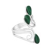 AeraVida Classic Floral Vine Ornate Teardrop Green Malachite Sterling Silver