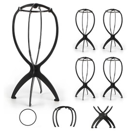 Superhairpieces Wig Stand Portable Wig Stand for Wigs Toupee Hats (Black) Pack of 4