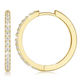 NEARLAND 14K Gold Hoop Earrings for Women 14K Gold Earrings Small Gold Hoop Earrings Hypoallergenic Lightweight Gold Earrings for Women with Round Cubic Zirconia Gold Huggie Hoop Earrings Gifts for Women 12/14/16/20/25/30MM (25mm)