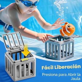 Funscape Juguetes de buceo en la piscina para niños, juego de piscina de buceo, juego de juguete de baño para niños pequeños con caja de peces animale