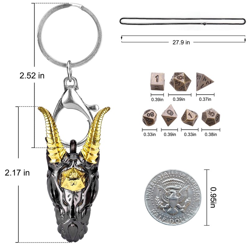 ÖSSZEFUT DND Dice Set Men's Dragon Dice Necklace Dragon Pendant
