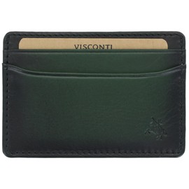 VISCONTI Atelier Collection Evan Leather Credit Card Holder RFID Blocking AT54 Black and Dark Green