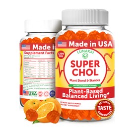 Lunakai USA Made Super Chol Gummies – 1200mg Plant Sterols & Stanols for Natural Cholesterol Support – Non-GMO Phytosterol Supplement, 60ct