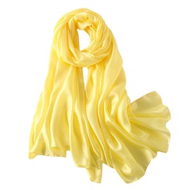 Lina & Lily Women's Long Scarf Stole Feather Light with Shine Shimmer, yellow