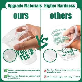 VDESFUEBY 50 Masters Golf Ball Party Cups, 12 oz Golf Party Decorations Disposable Clear Plastic Party Cups for Let's Par-tee Themed Birthday Bachelor Party Supplies Favors