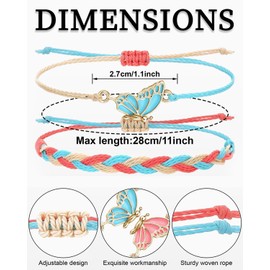 AORHOFJ Set of 4 Butterfly Bracelets, Couple Bracelets, Friendship Bracelets, Best Friend Gifts, Friendship Bracelet for Girls, Couple, Long Distance Promise Matching Bracelets