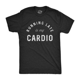 Mens Running Late is My Cardio T Shirt Funny Fitness Workout Tee Mens Funny T Shirts Funny Fitness T Shirt Novelty Tees for Men Black M