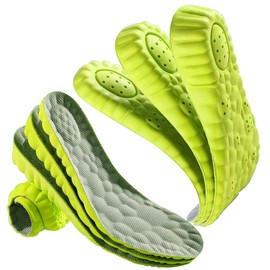 6Pcs unisex foam heightening insoles. Cushioned, suitable for work and sports shoes. Comfortable, breathable, sweat-proof. 3pairs of insoles with different heights in one set (Men11.5-12.5/Women13-14)