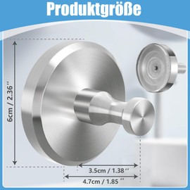 Pack of 4 Suction Cup Hooks, Wall Hooks, Stainless Steel, Towel Holder, No Drilling, Reusable Round Suction Hooks, Extra Strong, Anti-Dislodgement Design, Ideal for Bathroom, Toilet, Kitchen, Office