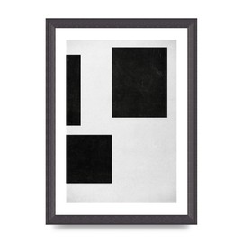 Lithobee - Black White Abstract 3 - Printed Wall Art Design in Sizes A2, A3 & A4 Framed in a Stylish Quality Coloured Frame or Unframed (A4 Black Grain Frame)