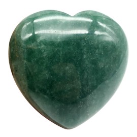 Fekuar Flat Green Aventurine Flat Heart Pocket Palm Stone, Healing Crystal Romantic Love Energy Worry Stones Chakra Balancing Reiki Meditation 1.5" (40mm)