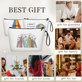 SEAMOON - Regalos para bibliotecarios, regalos para lectores, bolsas de cosméticos de viaje para mujeres, ideas de regalo de cumpleaños para mujer, bolsa de maquillaje de lona, regalo divertido para