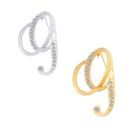 Long tiantian 2 broches de Vidrio con Iniciales chapados en Oro para Mujer, Broches para Ropa, delicados A-Z 26 monogramas