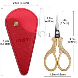HITOPTY Sewing Embroidery Scissors with Case for Needlework Craft Cross Stitch Threading Crocheting Paper Cutting