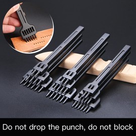 3Pcs Leather Craft Kits, DIYLacing Stitching Chisel Set with Circular Punch Design, Round Hole Row Punch Large Holes (5mm)