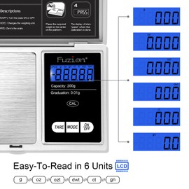 Fuzion Digital Pocket Gram Scale, 200g/0.01g Mini Jewelry Scale, Small Scale, Digital Scale Gram and Ounce, Portable Travel Food Scale .01 Gram Accuracy