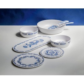 Abode Homewares Azul Salad Plate, 8.5-Inch, Pure Melamine, Indoor/Outdoor, Blue and White, Set of 6