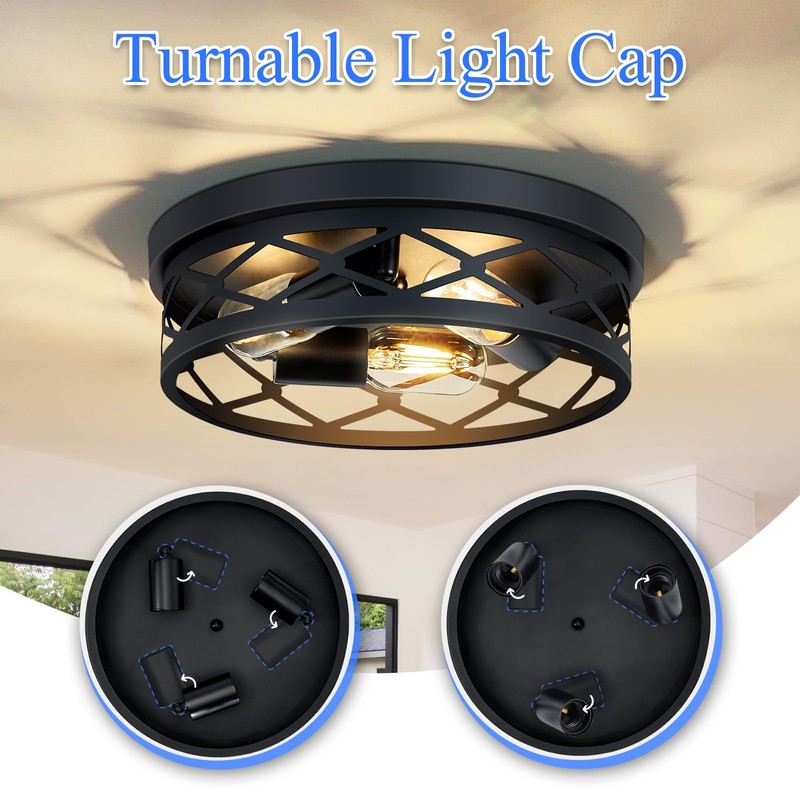 SKEJAO Flush Mount Ceiling Light Fixture, 3-Light Ceiling Light Fixture