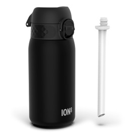 ION8 Kids Water Bottles With Straw, BPA Free, Leakproof, Dishwasher Safe, Small Boys, Girls & Toddler Water Bottle,Kids Drinks Bottle for School Lunch Box, Black, 350ml/12oz