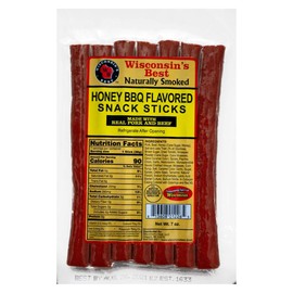 Wisconsin Sausage Snack Sticks Honey Bbq, 7 Ounce (Pack of 12)