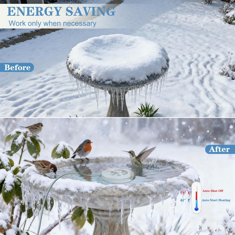 Bird Bath Heater-50W Circle De-Icer with Hollow Snowflake Design,Faster Ice