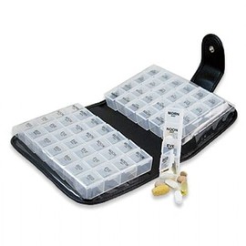 Fortnight Pill Organiser Wallet | 14 Day Removable Daily compartments | Perfect for Holding Vitamins, Supplements & Medication | Ideal for The Home & Holidays | H19xW11.5xD5cm | Black Colour