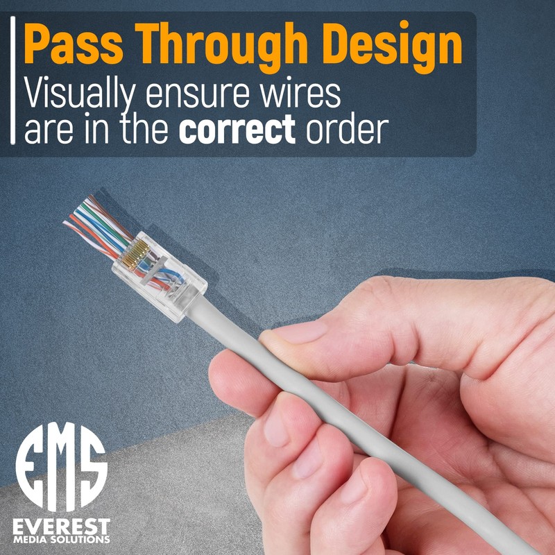 Everest Media Solutions Conectores Pass Through RJ45 Cat6 - Paquete