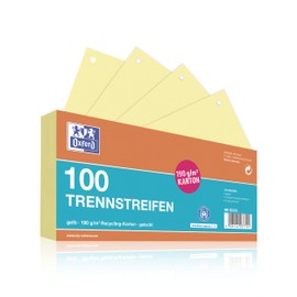 Oxford Oxford Trennstreifen, aus Karton, gelocht, 190 g/m², gelb, 100 Stück