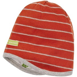 loud + proud Unisex Children's Reversible Hat Striped GOTS Certified Beanie Hat, terracotta