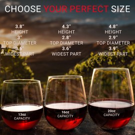 Bravario Unbreakable Stemless Plastic Wine Glasses | Reusable | Shatterproof 100% Tritan Plastic | Dishwasher-Safe | BPA-free | Awesome for Indoor & Outdoor | 16 oz, Set of 4