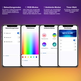 Feallive LED Wandleuchte Innen, Wandlampe mit Akku 1 Stück,Touch Control 3 Helligkeitsstufen, 360° drehbare, für Wohnzimmer Schlafzimmer TreppenhausFlur kabellose wandleuchten (Schwarz+Buntes Licht)