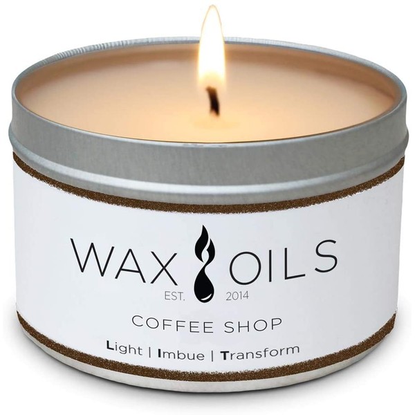 Wax and Oils Soy Wax Aromatherapy Scented Candles (Coffee Shop) 8 Ounces. Single