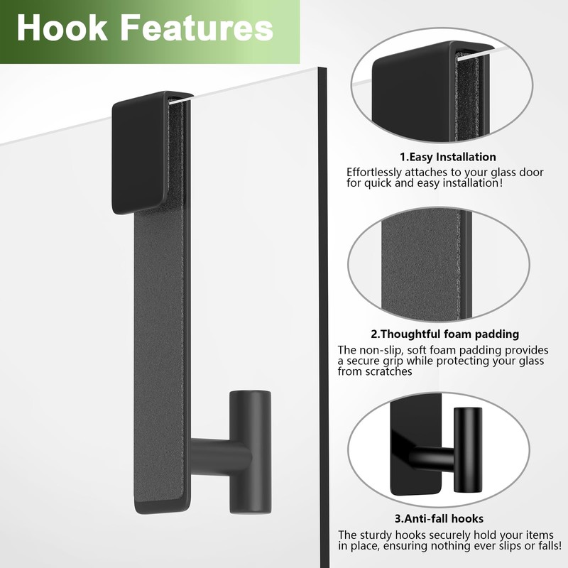 VINHOLD Shower Door Hooks, Heavy Duty Rack Hooks for Robe,
