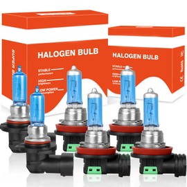 HMCYCI Fit For Acura RDX 2013 2014 2015 High Performance Halogen Headlight Bulbs: 9005 High Beam & H11 Low Beam & H11 Fog light Combo, 5000K Super Bright White Light, Plug and Play, Pack of 6