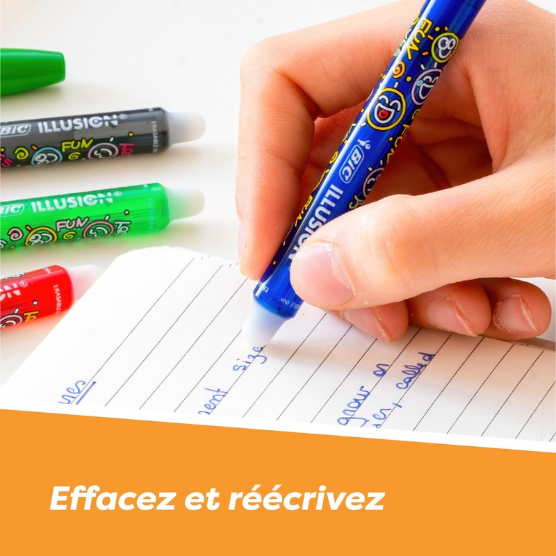 BIC Illusion Erasable Refillable Ballpoint Pens with Medium Point (0.7mm)