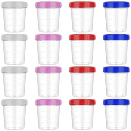 Cozary 16 Pezzi Contenitori Ermetici per Alimenti Piccoli con Graduazione, 120ML Riutilizzabili Barattolini Plastica Piccoli con Coperchi per Yogurt Pranzo, Sicura per Microonde e Congelatore