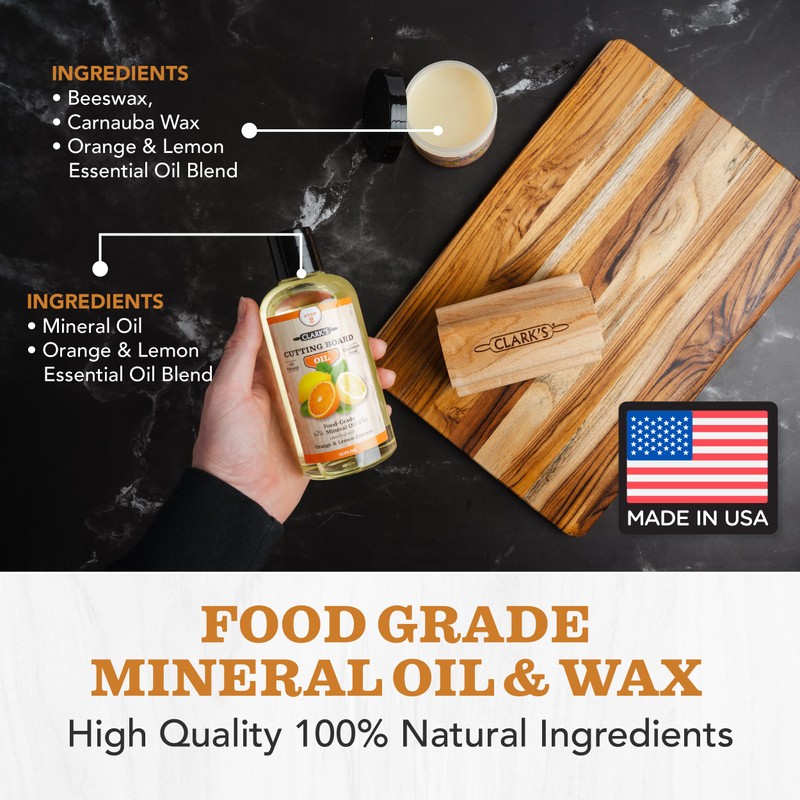 CLARK'S Food Grade Mineral Oil (12oz) and Carnauba Wax (6oz)