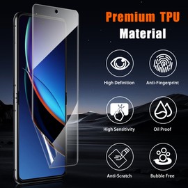 HinZann Screen Protector for Motorola Moto Razr+ 2023/Motorola Moto Razr Plus 2023, [2+2 Pack] HD Clear Soft TPU Film + 9H Hardness Tempered Glass, No Bubble, Easy Install for Motorola Razr+/Plus 2023