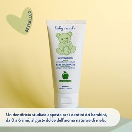 Babycoccole DENTINIFRICIO MELOSO. Dentifricio per Bambini da 0 a 6 anni all'aroma naturale di Mela. Rinforza i denti, previene le carie. Con il giusto apporto di fluoro, calcio e vitamine - 75 ml