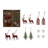 Laser Cut Snowflake, Tree, House & Deer, Multicoloured, Pack of