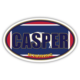 3"x5" Magnet | Casper City Wyoming State Flag | WY Flag Natrona County Oval State Colors Magnetic Decal for Cars, Trucks, Fridge, Locker, Toolbox Lunchbox