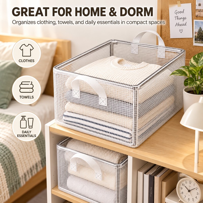 Transparent PVC Storage Box for Clothing – Foldable Steel-Frame Organizer