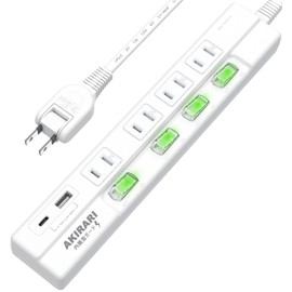 Extension Cord, 3.3 ft (1 m), Power Tap, USB Outlet Tap, 4 AC Outlets, 2 USB Ports (1 Type-A & 1 Type-C), Includes Individual Switch, Table Tap, OA Tap, Octopus, USB Port, AC Outlet, Lightning Guard,