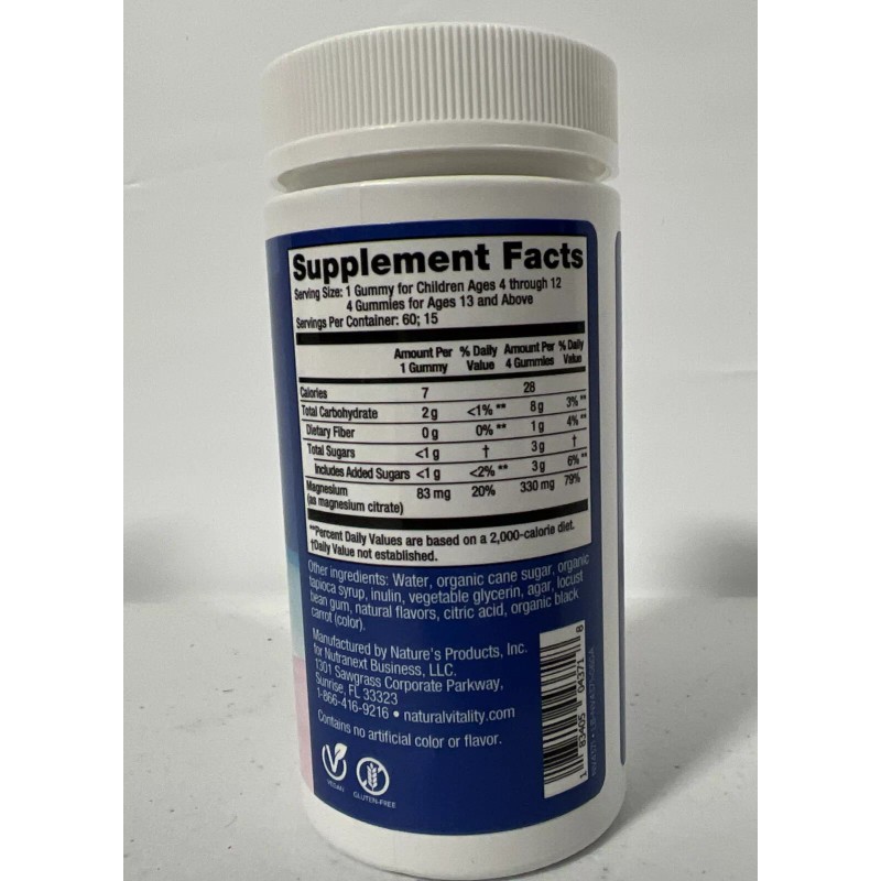 Natural Vitality CALM Magnesium Supplemen Raspberry Lemon Flavor 60 Gummies