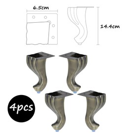 Semetall 4 PCS Bronze Furniture Legs, Modern Metal Metal Table Legs,Unique S Shape Sofa Legs Replacement for Chair,Table,Dresser,Cabinet, Couch, Coming with Mounting Screws, Height 5.6-Inch