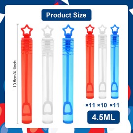 32 Pack Mini Star Bubble Wands for Kids Party Favors, Assorted Red, White Blue Bubble in Bulk Summer Toy for 4th of July, Independence Day, Memorial Day, Goodie Bags, Outdoor Fun, Birthday Parties