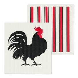 Abbott Collection Rooster & Stripes Dish Cloths. Set of 2